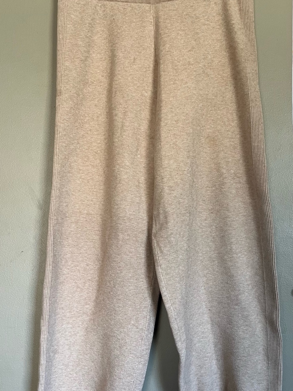Calligraphie Ultra Soft Knit Wide Leg Pants Oatmeal beige women's size M